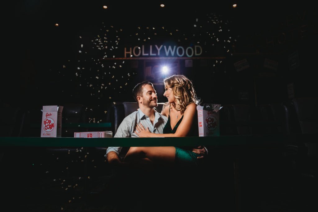 movie theater movies theater popcorn cinema engagement session